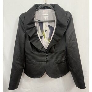 Armani Collezioni Black Ruffle Neck Blazer‎ Womens Size 4